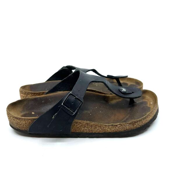 Birkenstock Gizeh Black Leather Sandals Women's 8.5 US - Picture 3 of 8